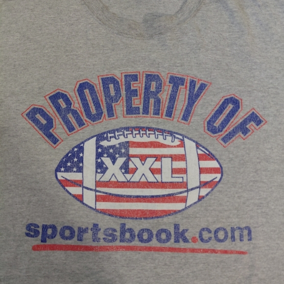 VINTAGE Champion Property Of Sportsbook Wesbite Promo Football USA T Shirt Size - Picture 2 of 4